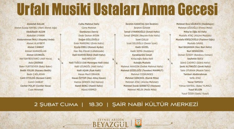 Büyükşehir'den Şanlıurfalı ustaları anma gecesi