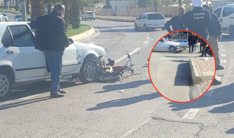 Trafik kontrolünden kaçan motosiklet, araçla çarpıştı! Yaralılar var